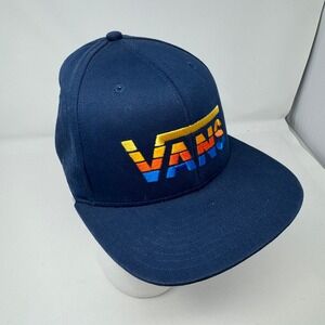 Vans Off The Wall Mens Navy Blue Snapback Hat Embroidered Logo One Size